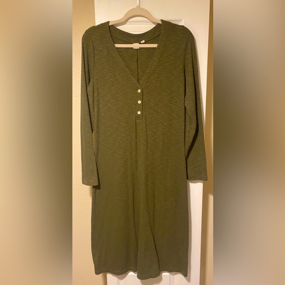 ❤️GAP long-sleeve ribbed hunt-green midi dress - Picture 1 of 8